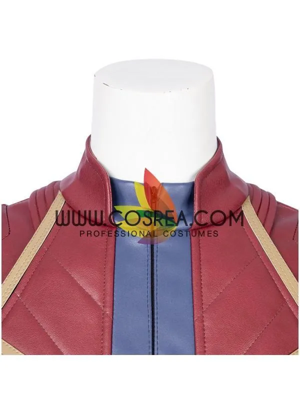 Captain Marvel Blue Leather Cosplay Costume