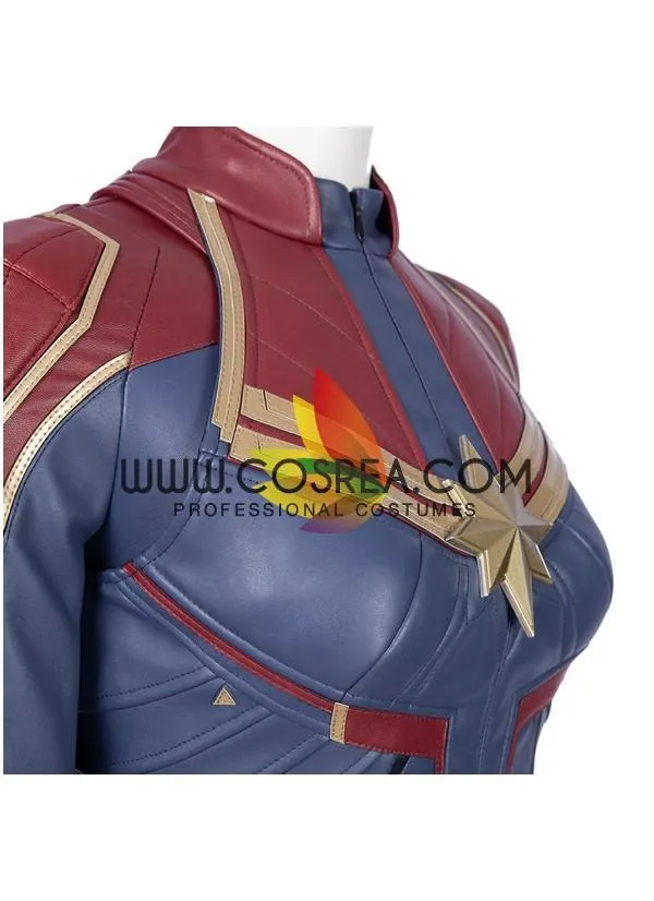 Captain Marvel Blue Leather Cosplay Costume