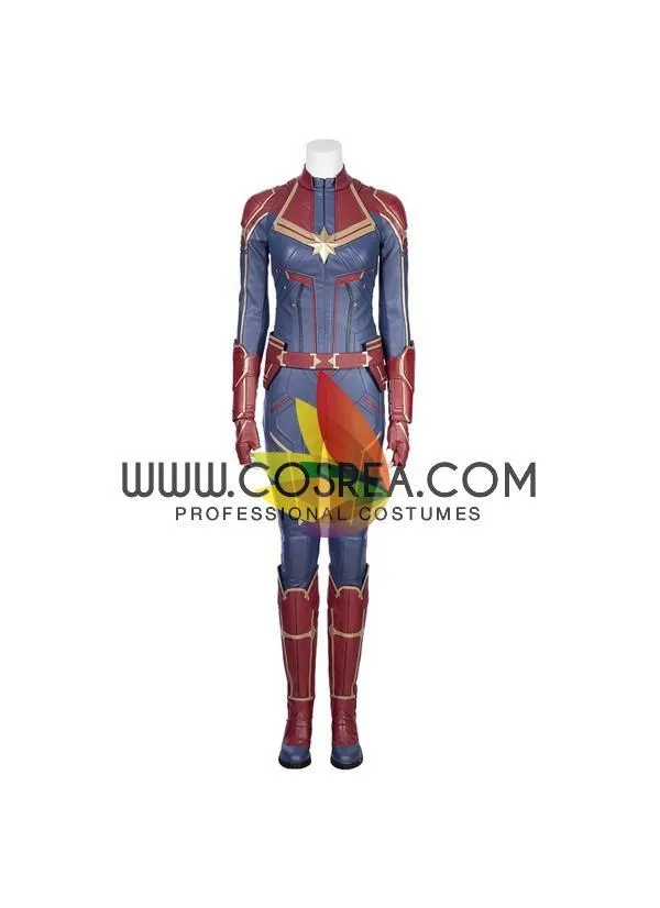 Captain Marvel Blue Leather Cosplay Costume