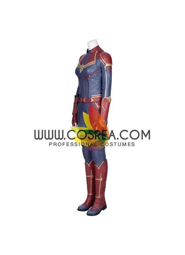 Captain Marvel Blue Leather Cosplay Costume