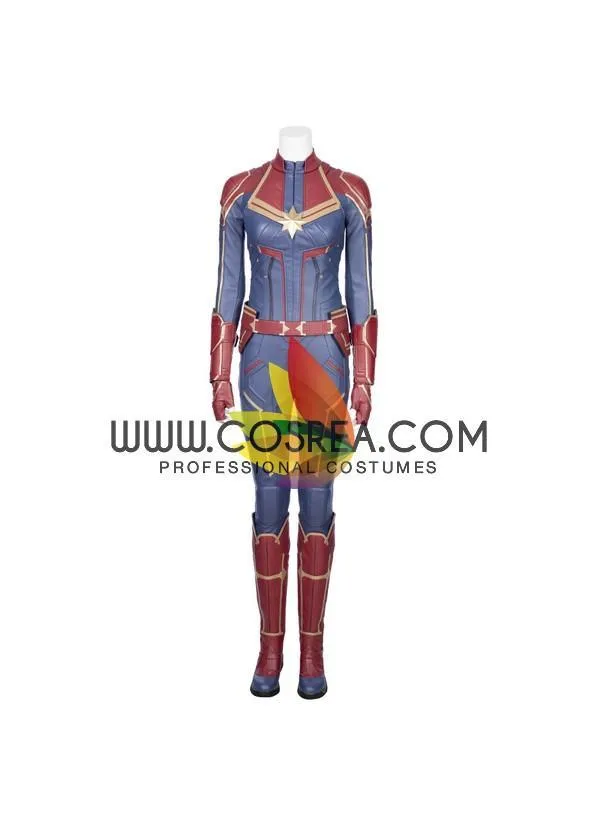 Captain Marvel Blue Leather Cosplay Costume