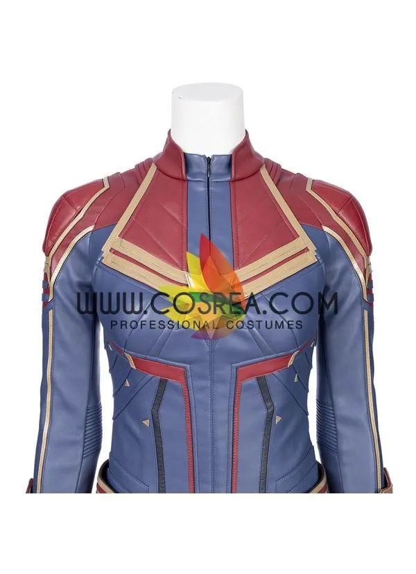 Captain Marvel Blue Leather Cosplay Costume