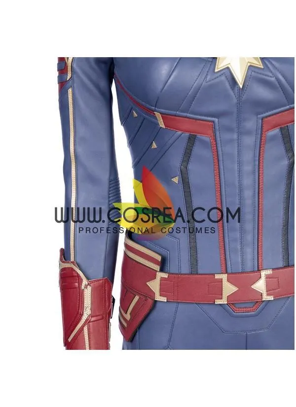 Captain Marvel Blue Leather Cosplay Costume