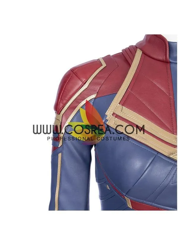 Captain Marvel Blue Leather Cosplay Costume