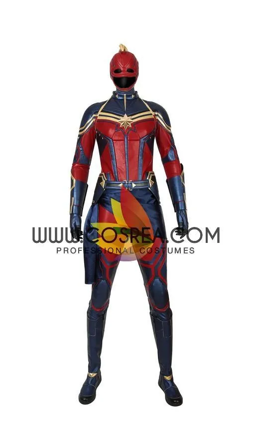 Captain Marvel Infinity War Metallic Blue Leather Costume