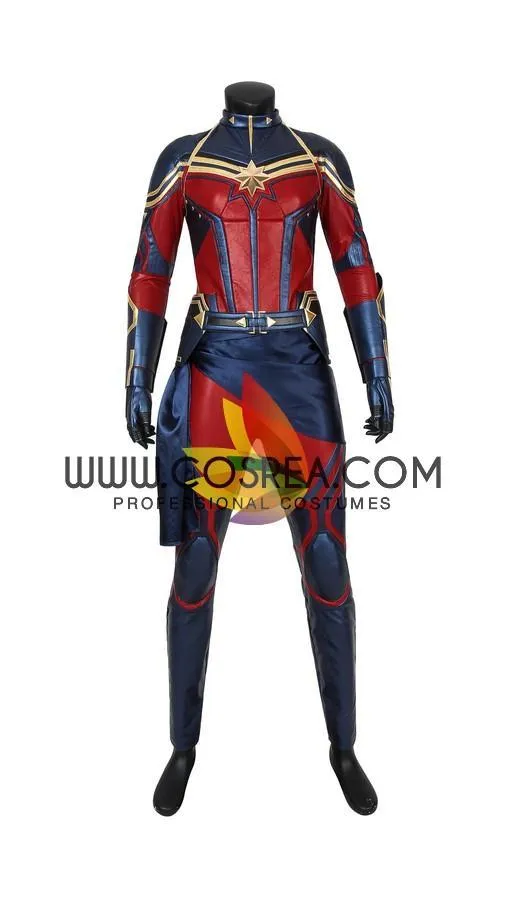 Captain Marvel Infinity War Metallic Blue Leather Costume