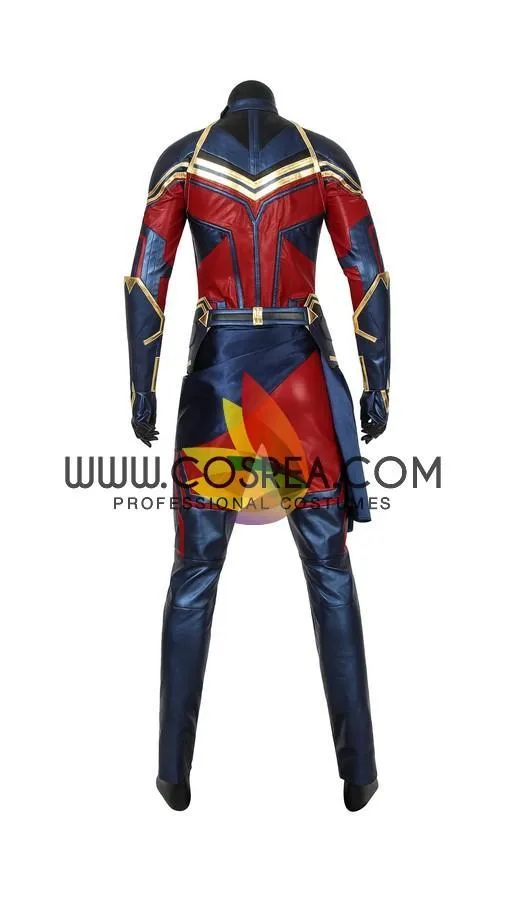 Captain Marvel Infinity War Metallic Blue Leather Costume