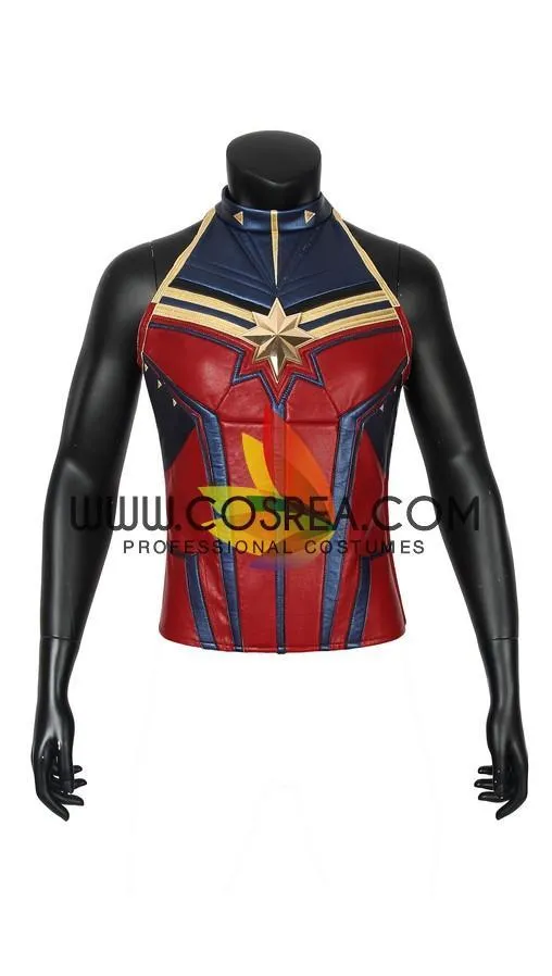 Captain Marvel Infinity War Metallic Blue Leather Costume