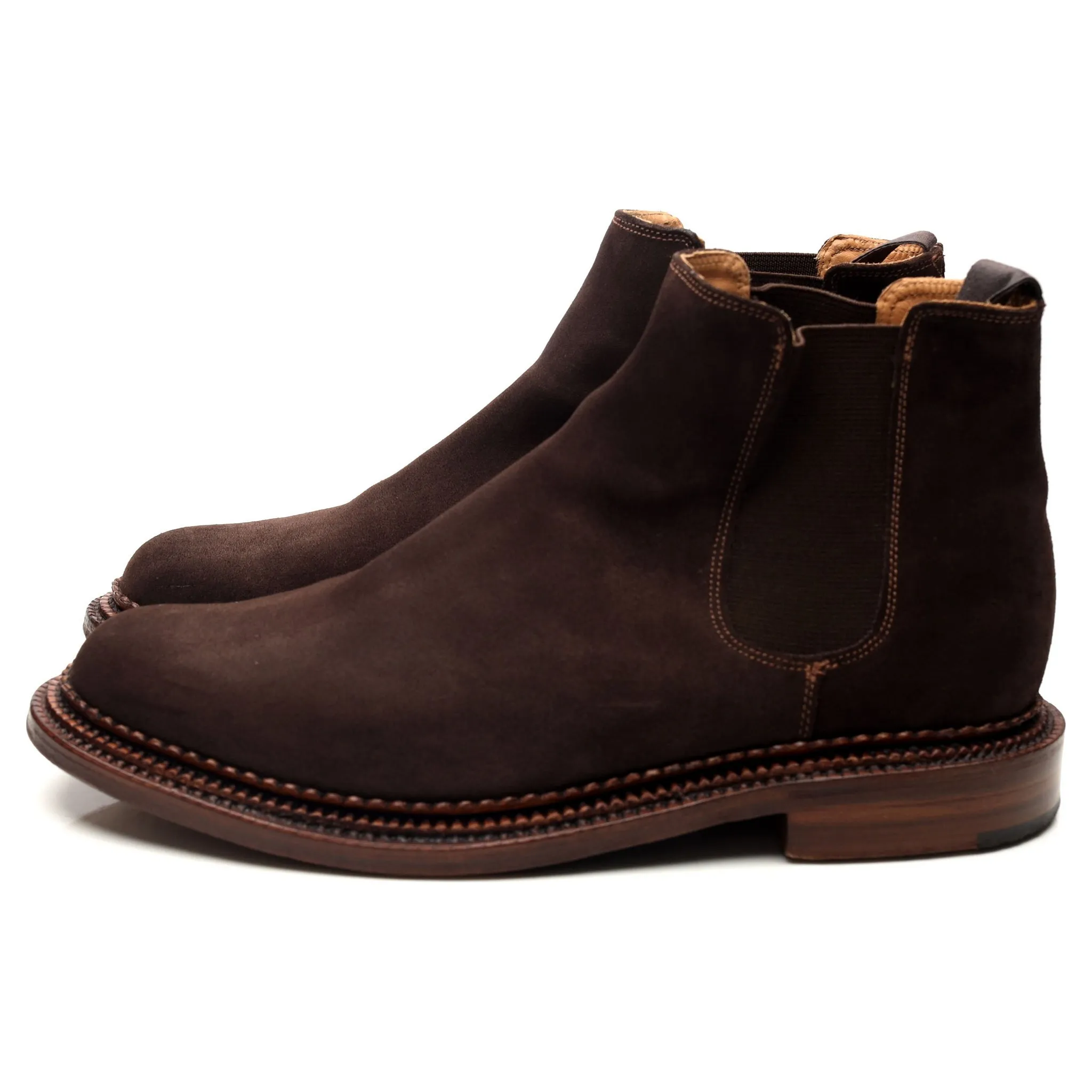 'Christopher' Triple Welt Dark Brown Suede Chelsea Boots UK 10 G