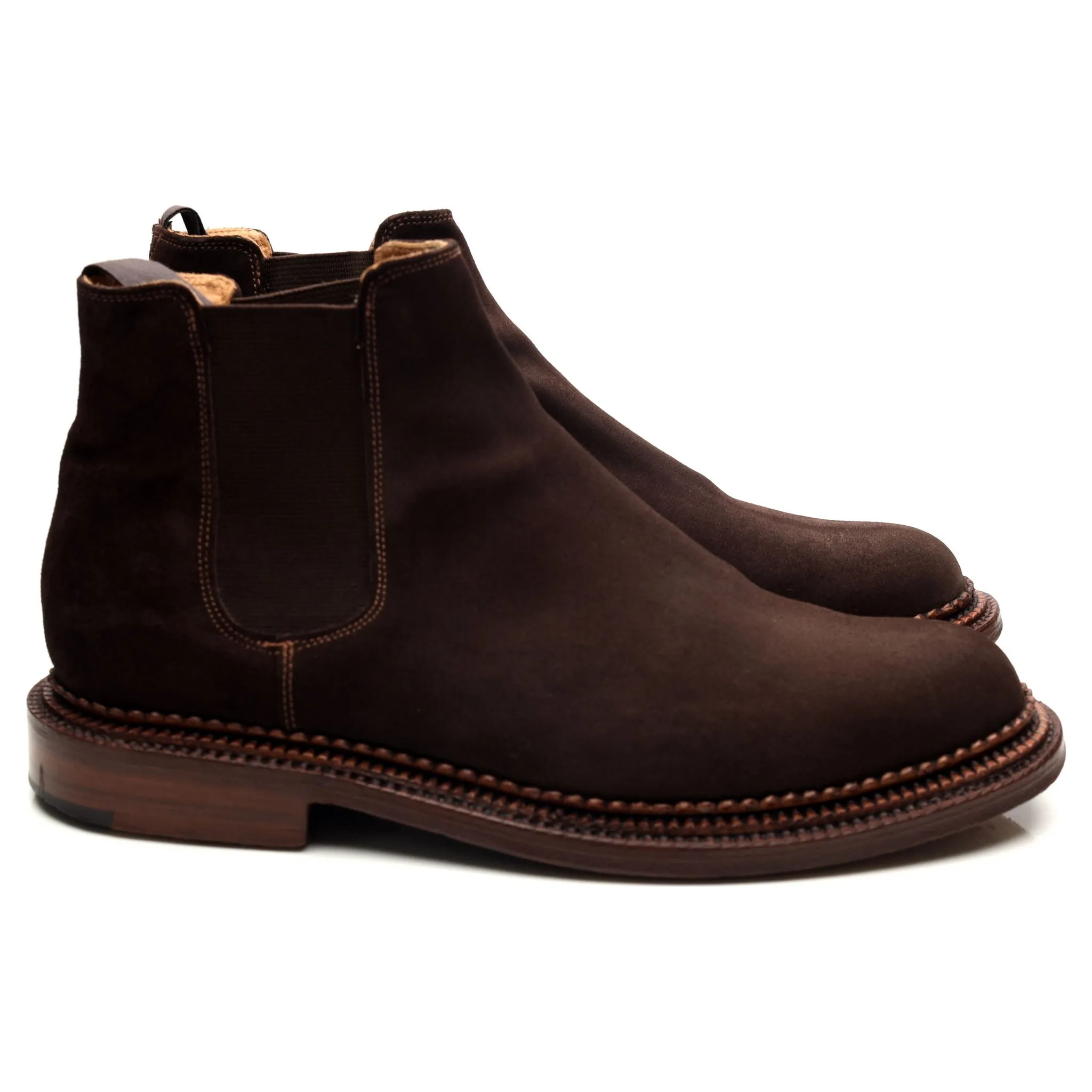 'Christopher' Triple Welt Dark Brown Suede Chelsea Boots UK 10 G