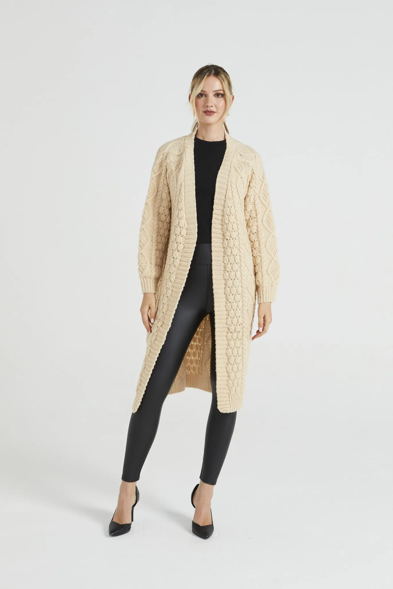 Chunky Cable Knit Long Cardigan, Angeleye – Shop Online