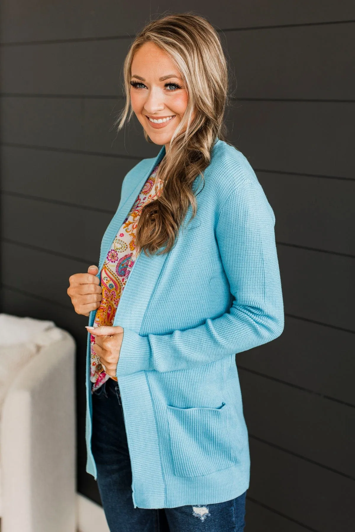 Clouds Knit Cardigan - Sky Blue