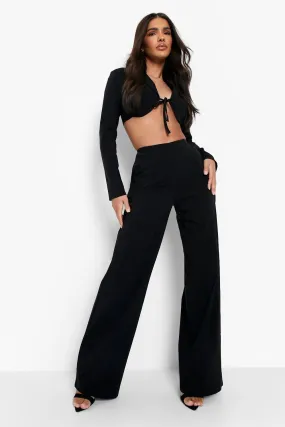 Corset Cropped Blazer & Wide Leg Pants