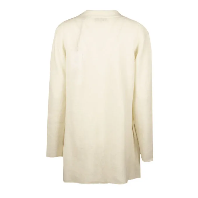 Cream color women's wool cardigan.