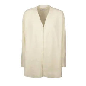 Cream color women's wool cardigan.