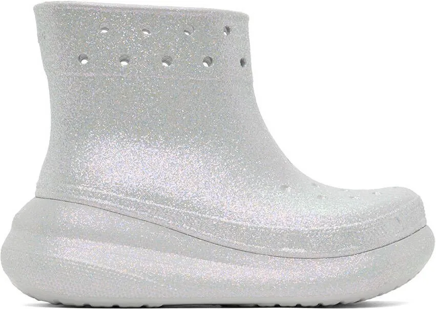 Crocs White Crush Glitter Boots