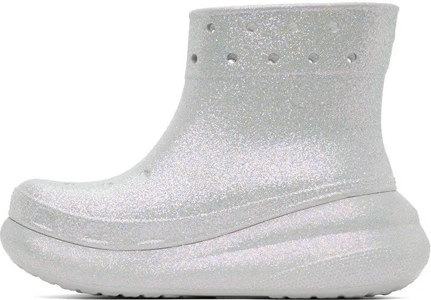 Crocs White Crush Glitter Boots