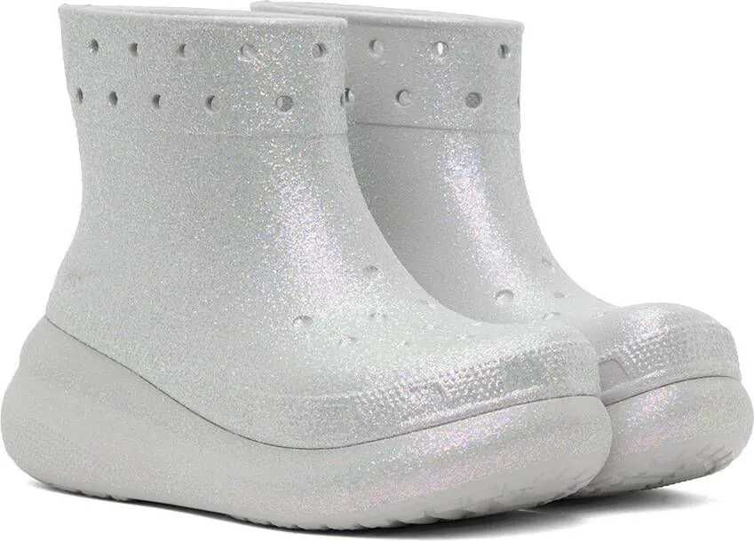 Crocs White Crush Glitter Boots