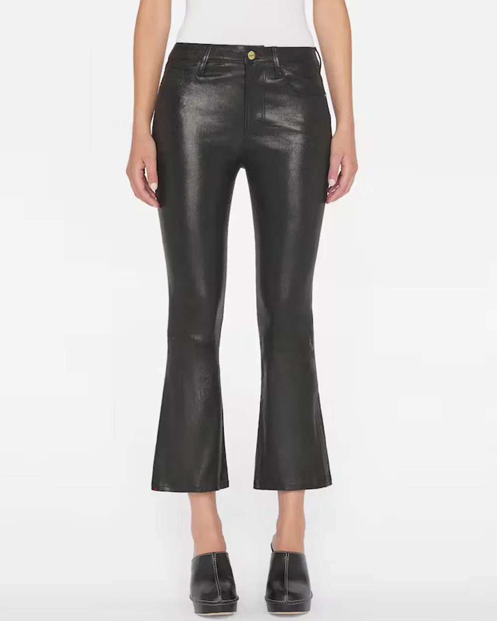 Crop Mini Boot Pant Washed Black Leather