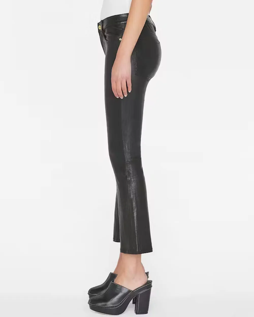 Crop Mini Boot Pant Washed Black Leather