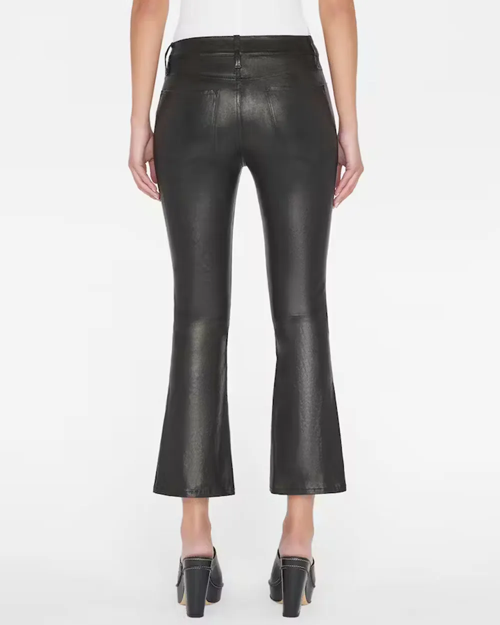 Crop Mini Boot Pant Washed Black Leather