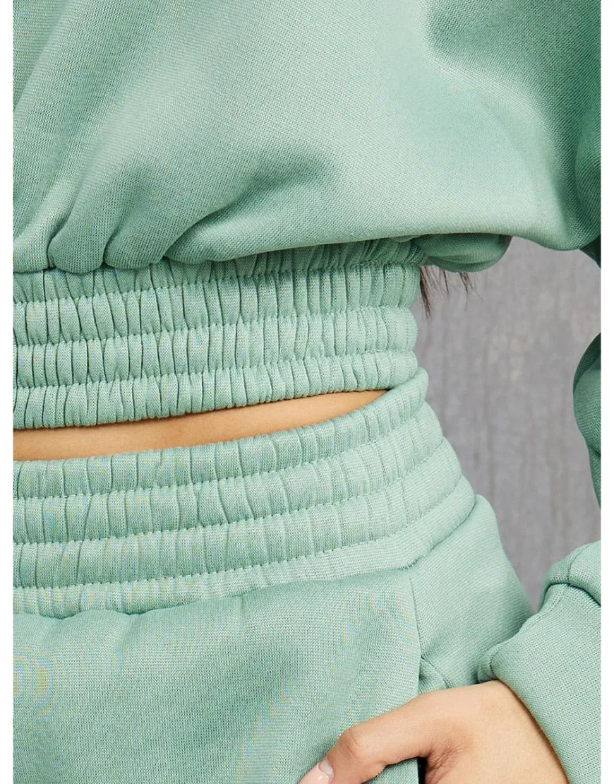 Cropped Fleece Sweatshirt with Slight Imperfections