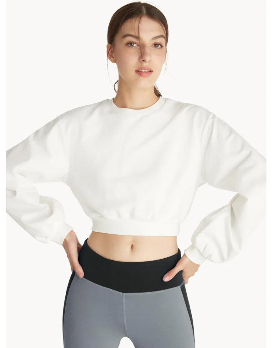 Cropped Fleece Sweatshirt with Slight Imperfections