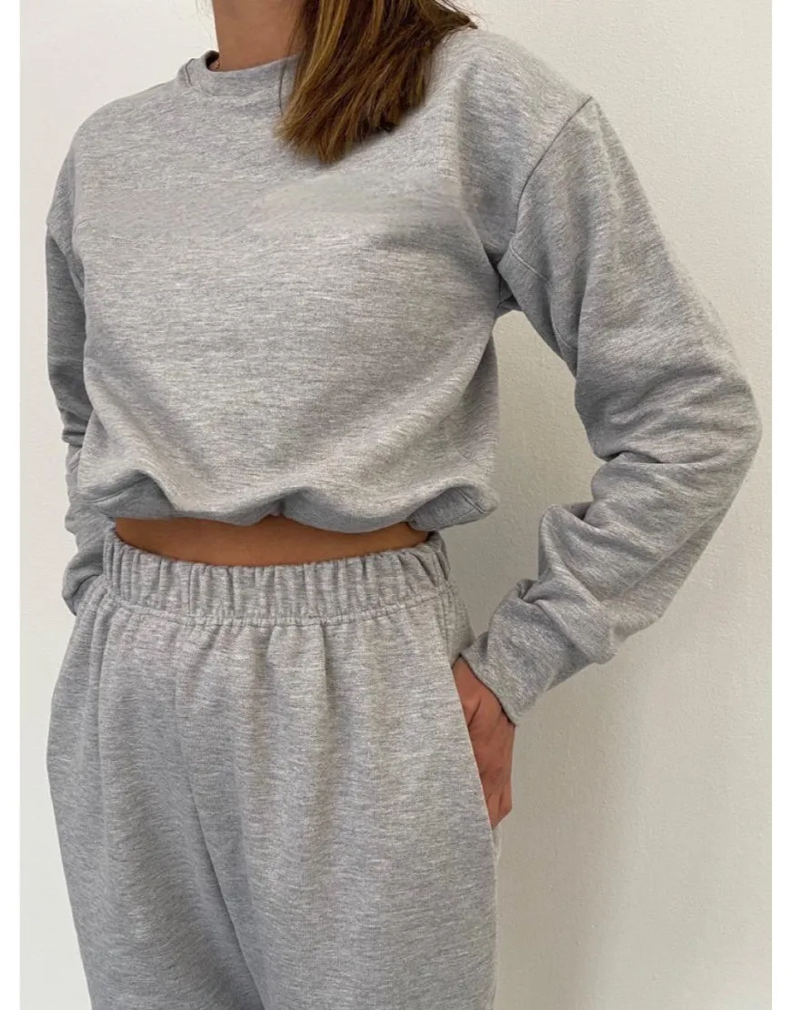 Cropped Fleece Sweatshirt with Slight Imperfections