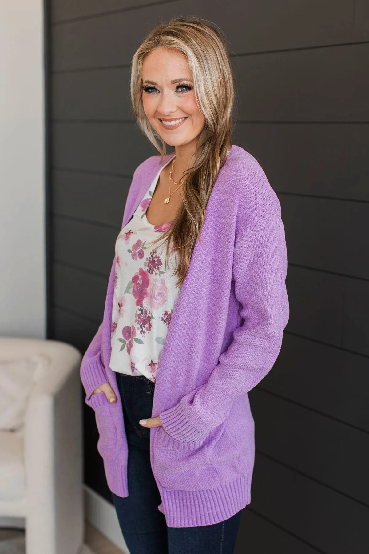 Cuddle Up Lavender Knit Cardigan