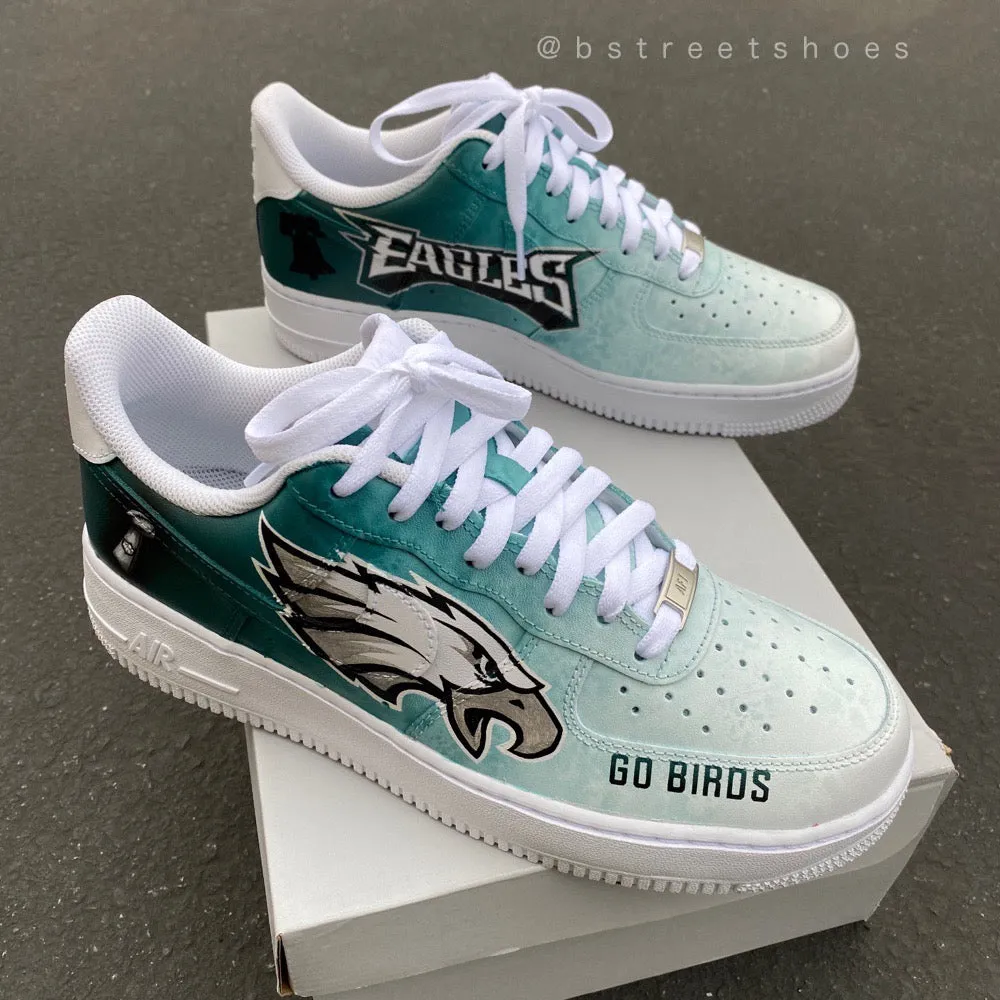 Custom Philadelphia Eagles Nike Air Force 1 - Hand Painted Football Theme