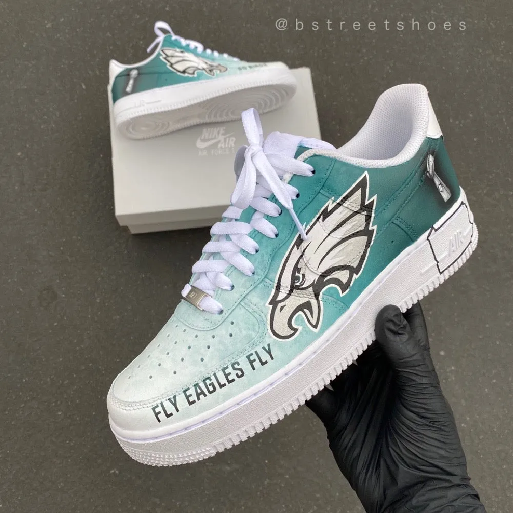 Custom Philadelphia Eagles Nike Air Force 1 - Hand Painted Football Theme