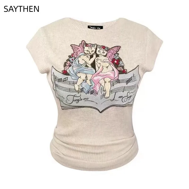 Cute Cat Sweater Top - Cherub Kitty Short Sleeve