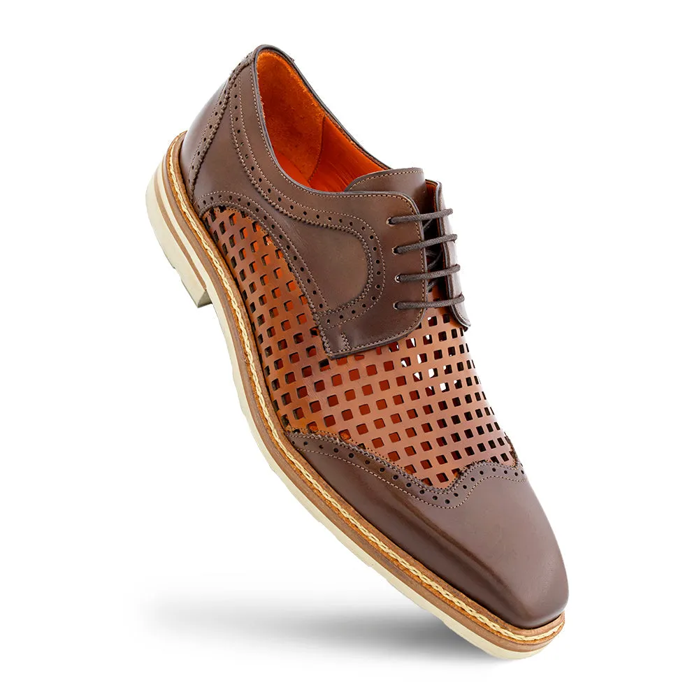 Derby shoes with perforated design.