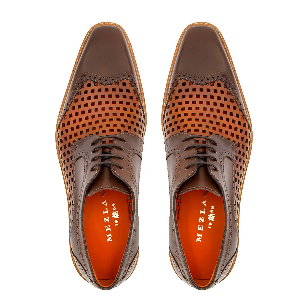 Derby shoes with perforated design.