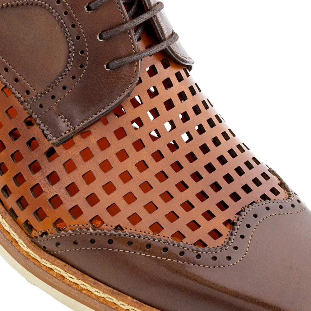 Derby shoes with perforated design.