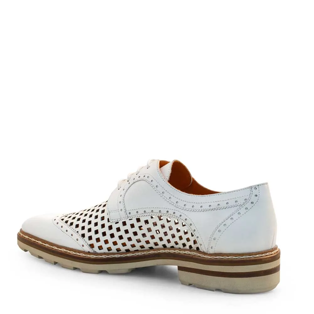 Derby shoes with perforated design.