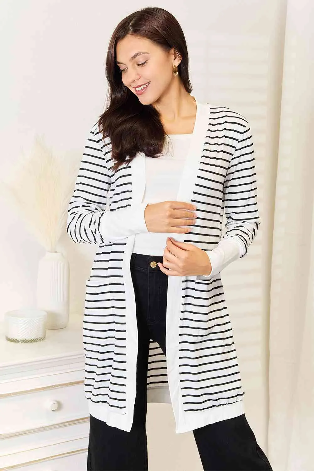 Double Take Striped Cardigan