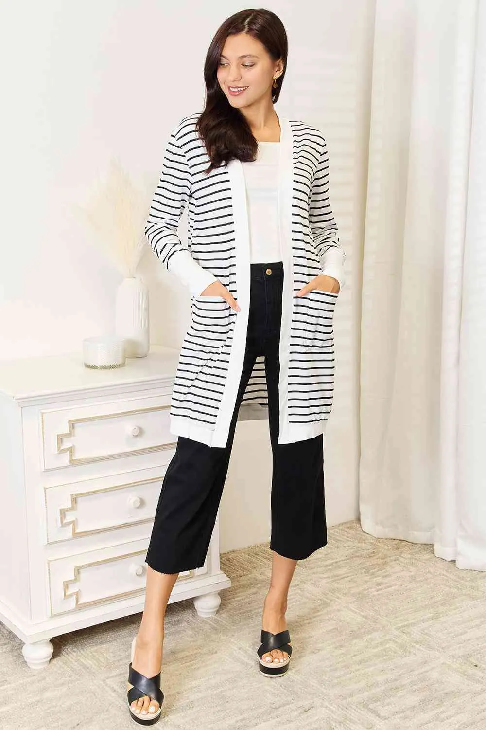 Double Take Striped Cardigan