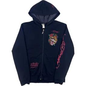 Ed Hardy Christian Audigier Tiger Embroidered Zip Hoodie Black