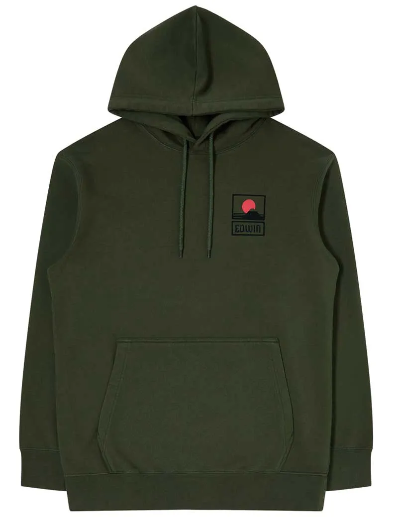 Edwin Sunset On Mt Fuji Hoodie Sweat Kombu Green