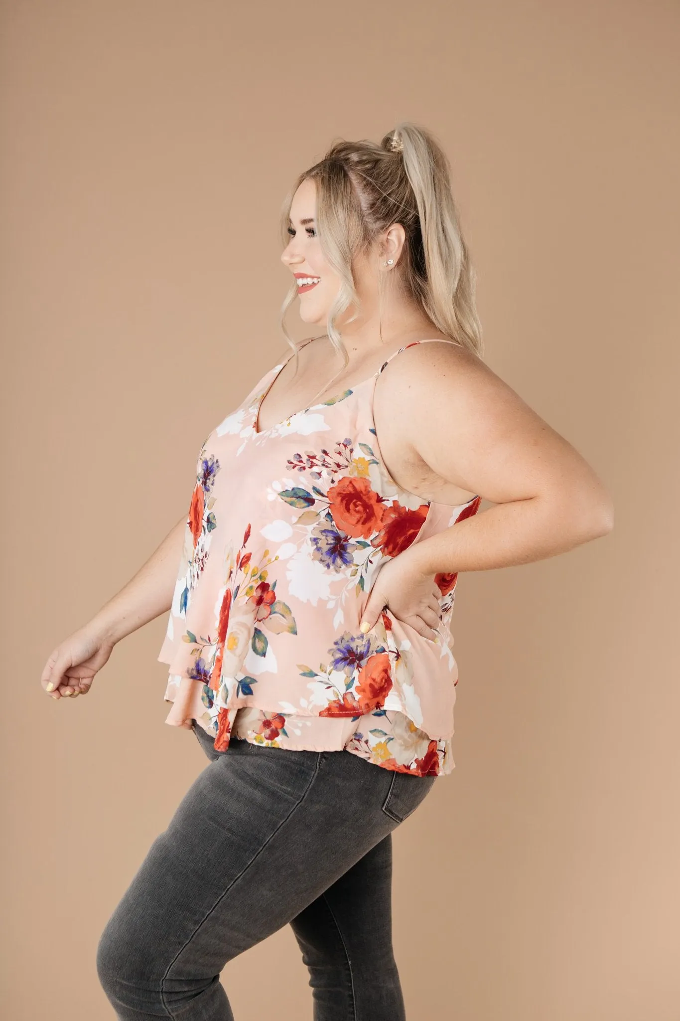 Elegant Blush Floral Camisole - In Stock