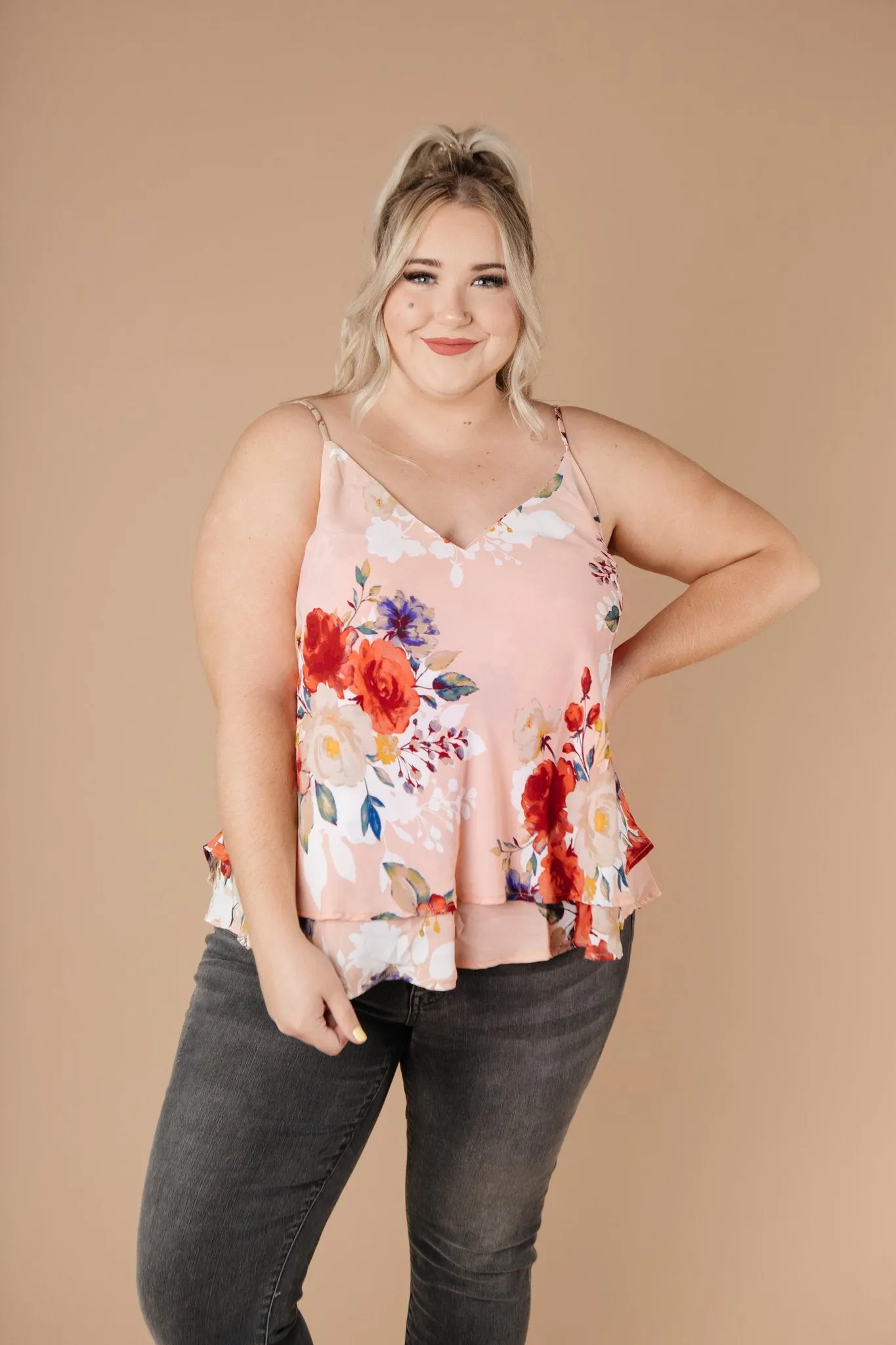 Elegant Blush Floral Camisole - In Stock