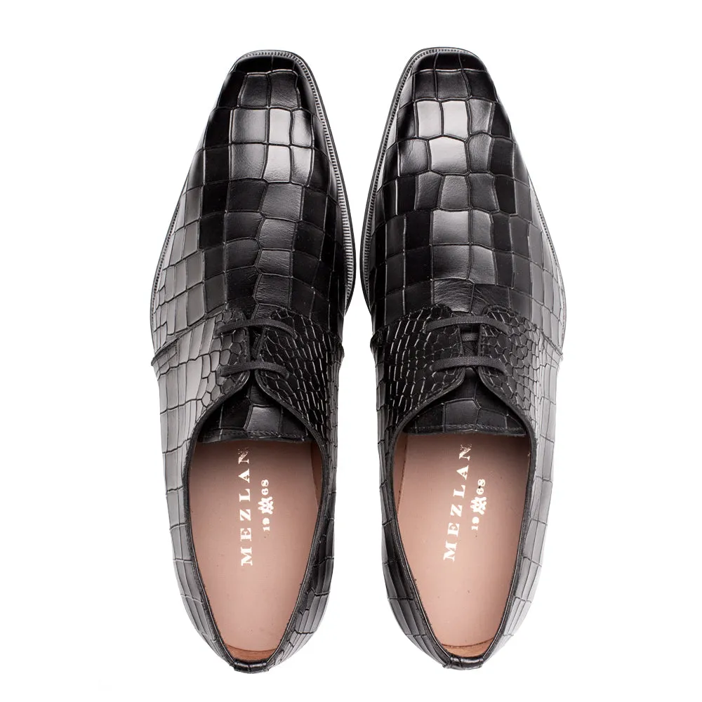 Embossed Crocodile Leather Derby Shoes