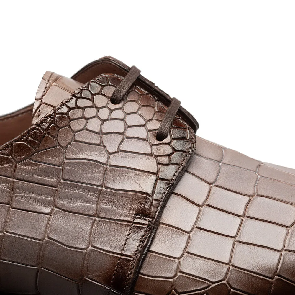 Embossed Crocodile Leather Derby Shoes