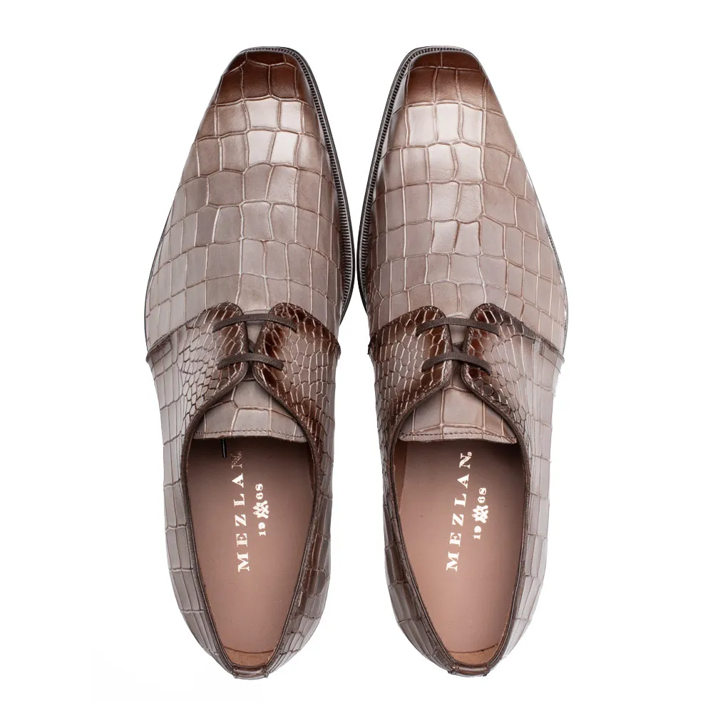 Embossed Crocodile Leather Derby Shoes