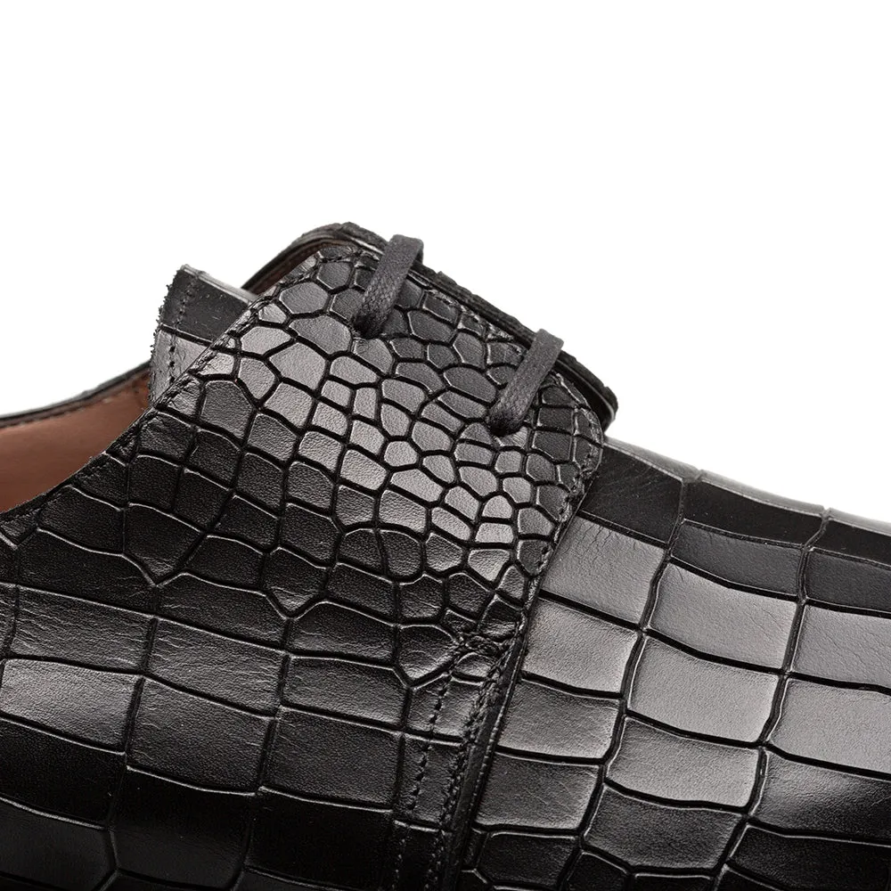 Embossed Crocodile Leather Derby Shoes