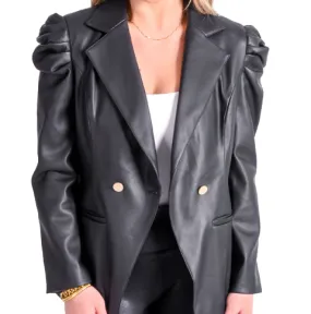 Emily McCarthy Bradshaw Blazer in Black Vegan Leather