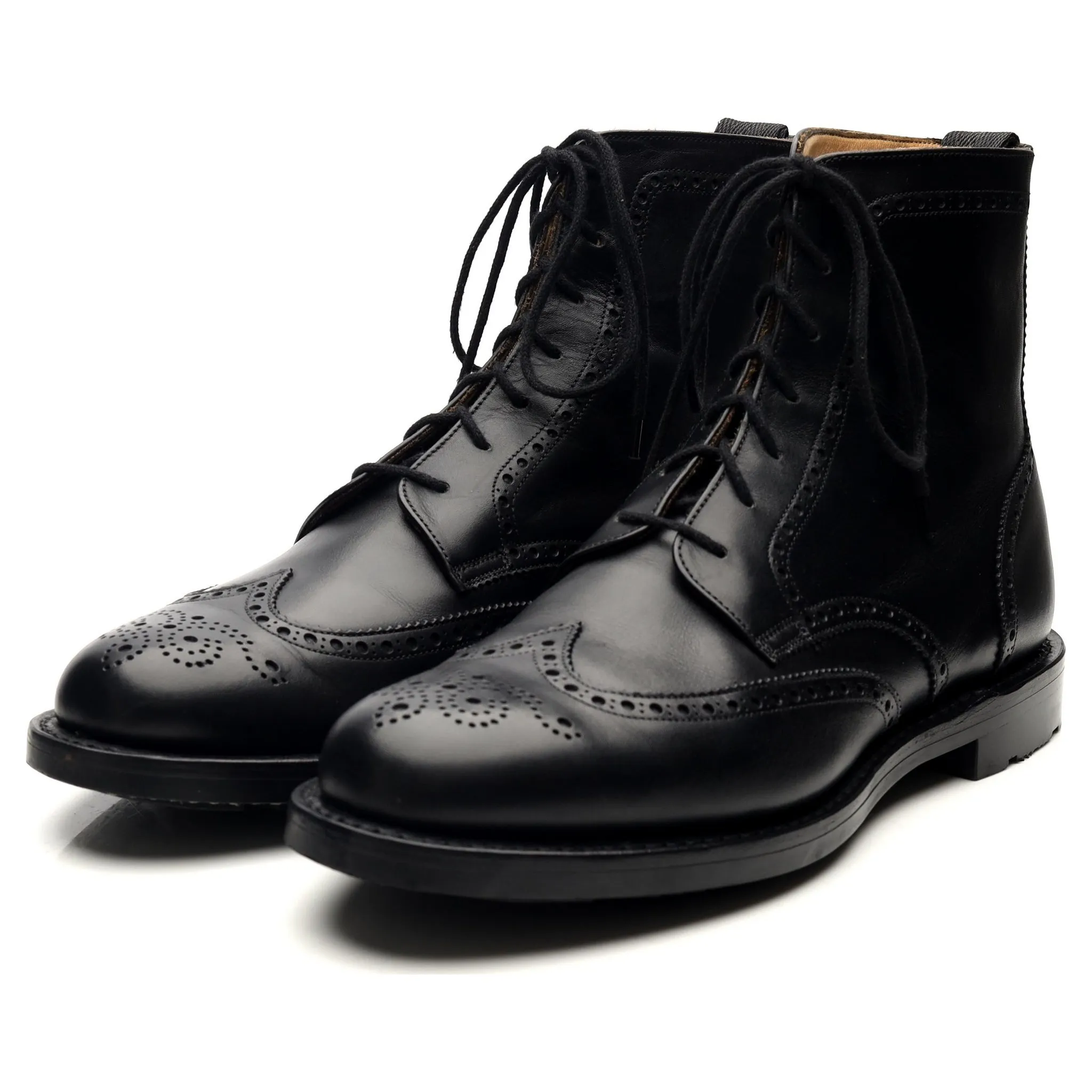 'Enfield' Black Leather Brogue Boots UK 8 F