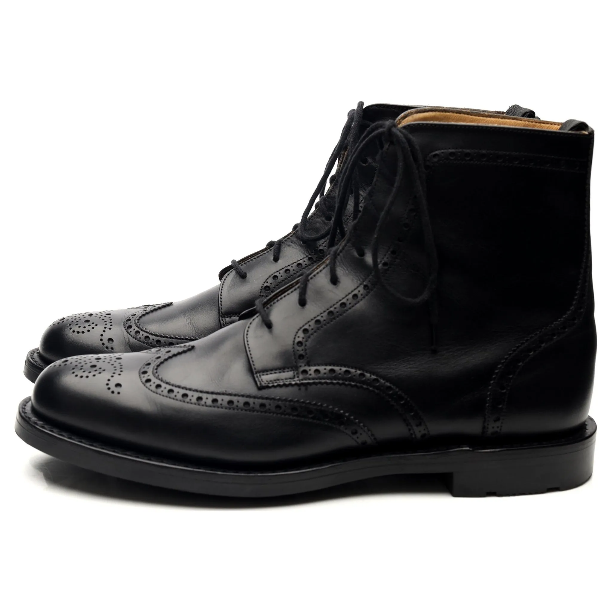 'Enfield' Black Leather Brogue Boots UK 8 F