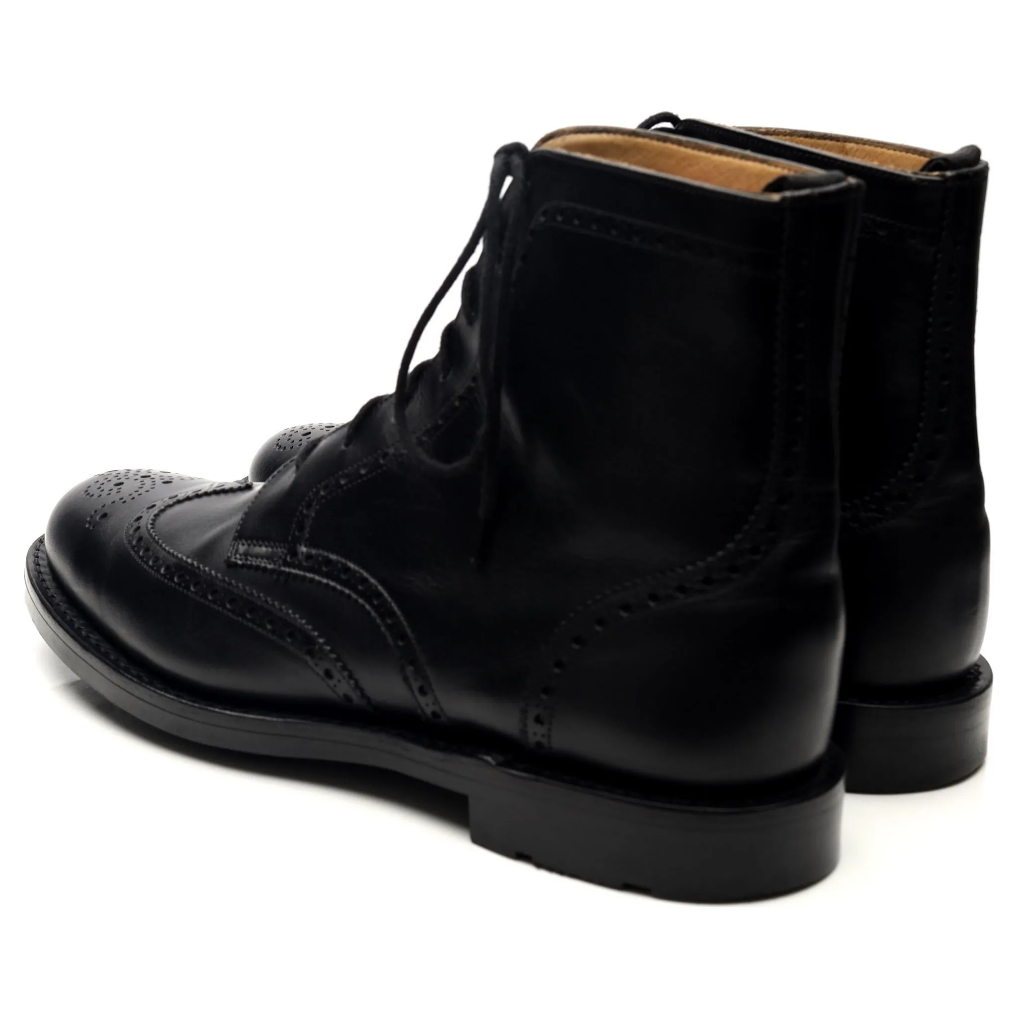 'Enfield' Black Leather Brogue Boots UK 8 F